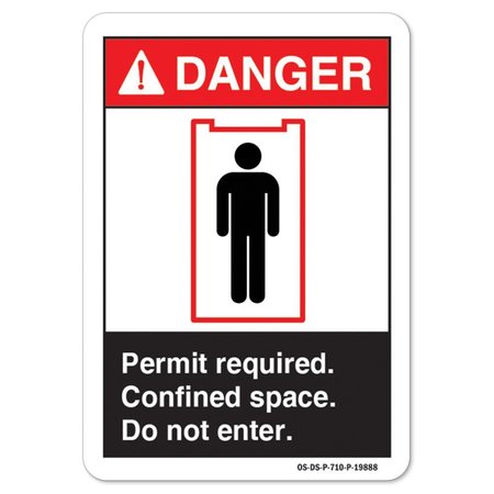 SIGNMISSION ANSI Sign, Permit required. Confined Space Do not enter, 18in X 12in Alum, 12" H, 18" W, Landscape OS-DS-A-1218-L-19888